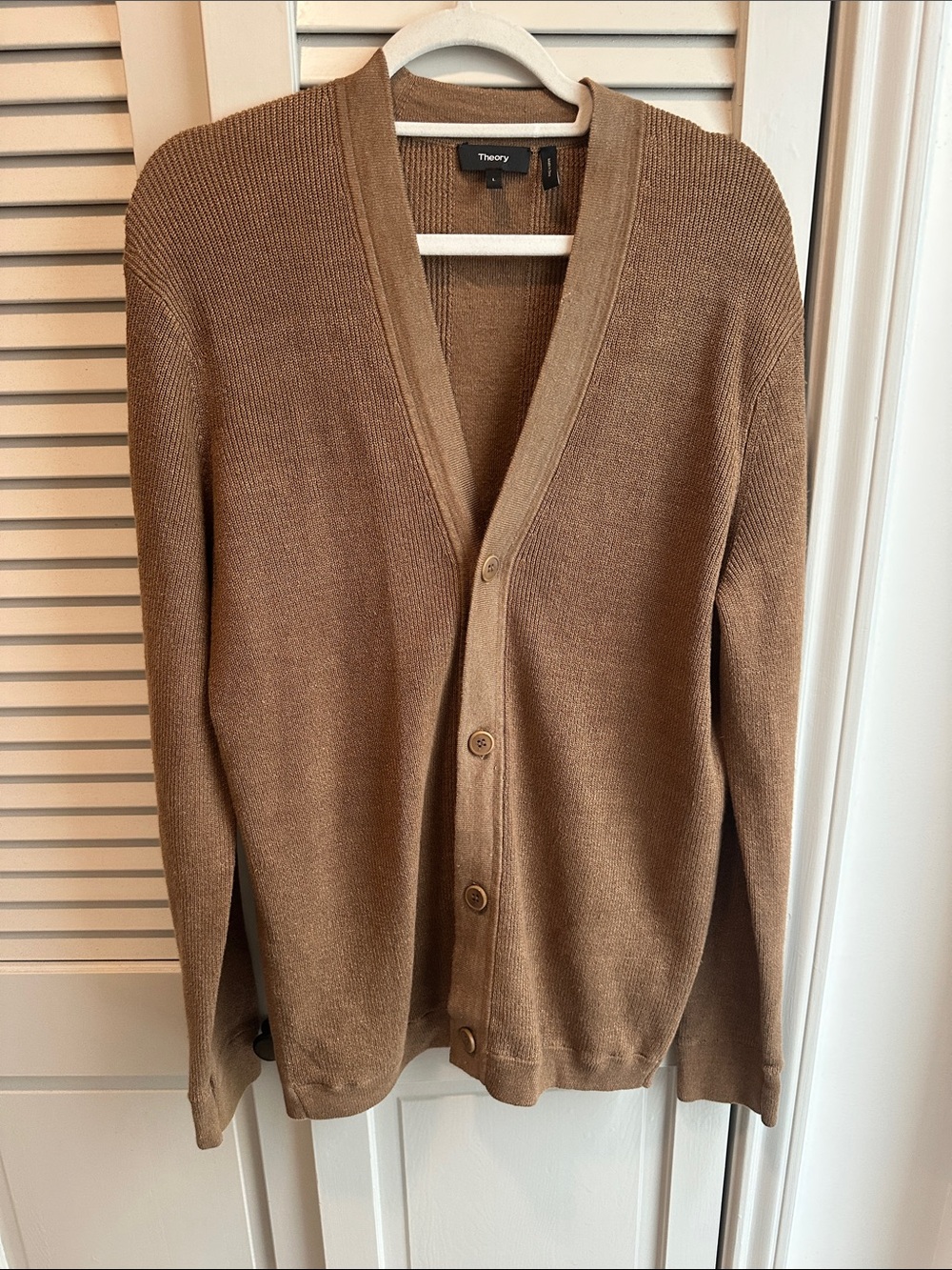 Theory Men’s Brown V-Neck Button Cardigan
